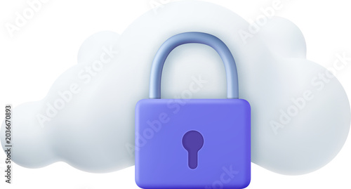 White fluffy cloud and locked padlock