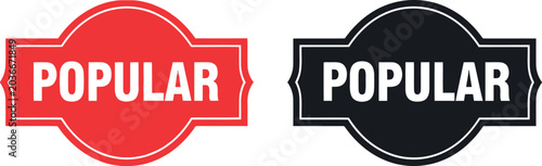 Foto Popular Badge Labels in Red and Black on White Background