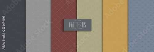 Geometric patterns collection with repeating lines and shapes vector illustration