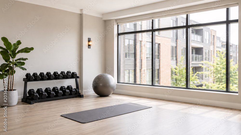 Fototapeta premium Nowoczesna sala fitness w apartamentowcu