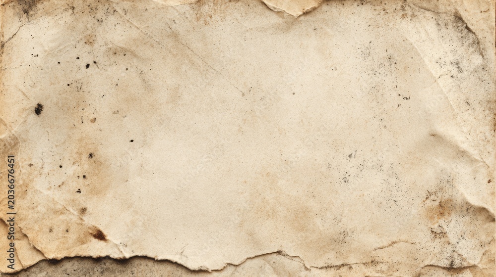Fototapeta premium Vintage Torn Paper Texture with Faded Stains and Scratches, Ideal for Artistic Backgrounds and Creative Projects