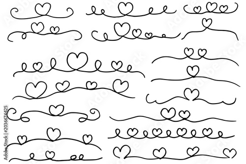 Tableau sur toile 手書きのハートの線のイラスト素材　ベクター