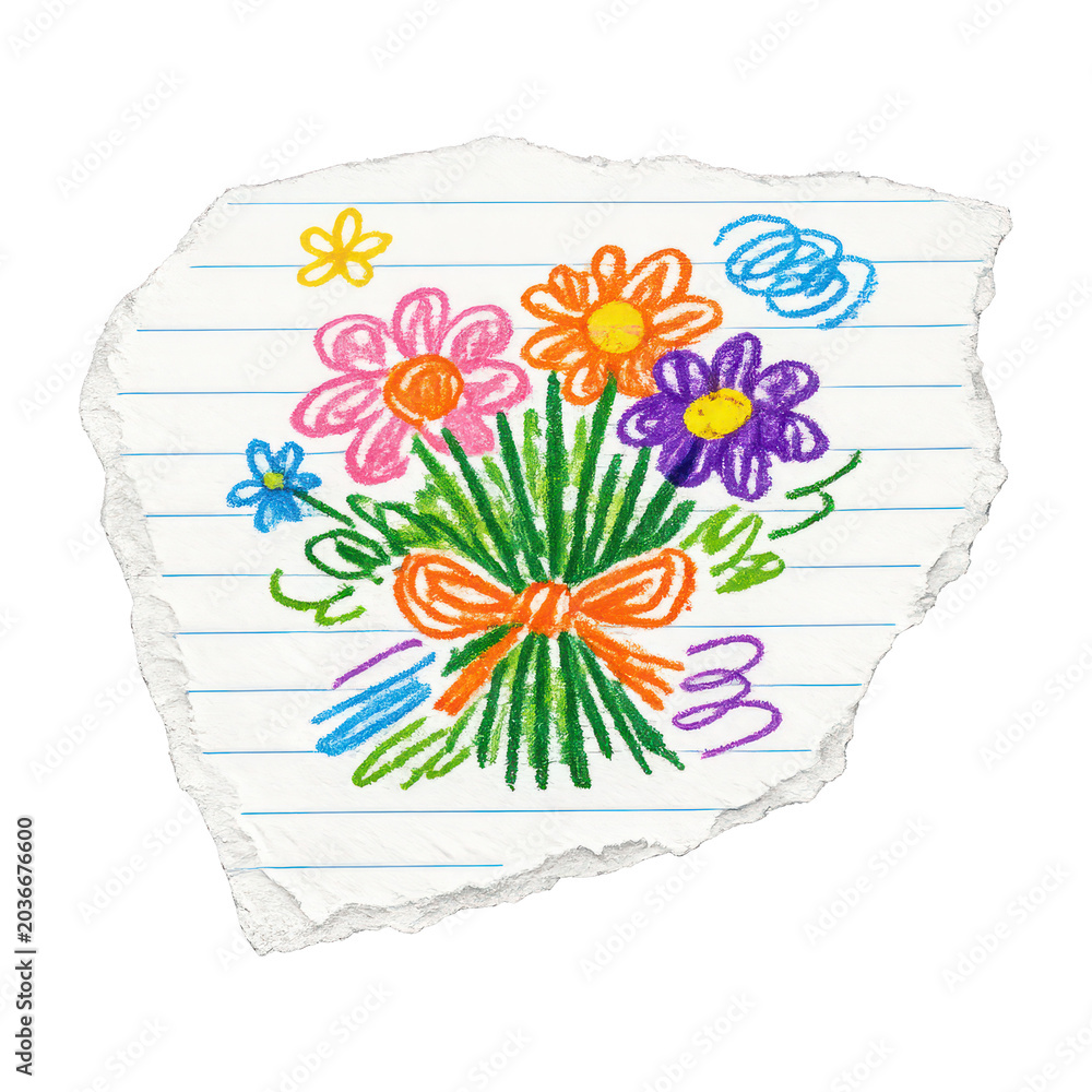 Obraz premium PNG Colorful hand-drawn flower bouquet