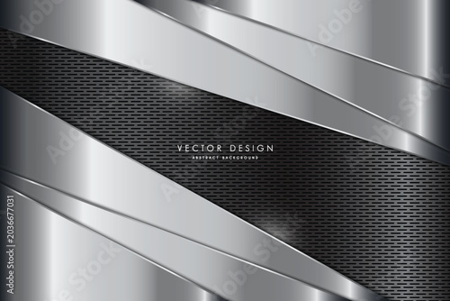 Silver metallic abstract background with dark gray texture and dynamic lines vector illustration