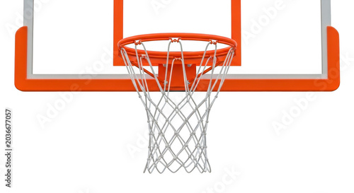 Bild auf Leinwand Orange basketball hoop with net and backboard isolated on transparent background