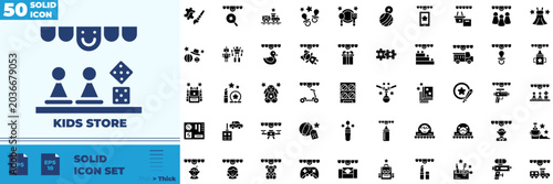 Tableau sur toile Kids Store Solid Editable Icons set