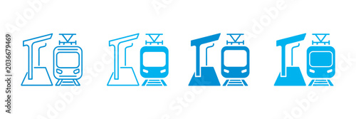 Foto Railway outline icon set vector, high-speed train and depot symbols for transpor