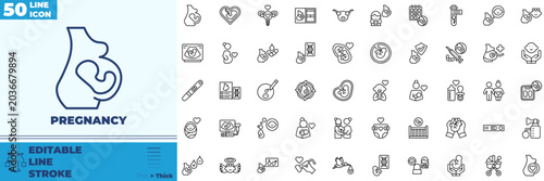 Photos Pregnancy Line Editable Icons set