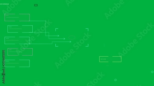 Reticle ping starting left cards sending cyan lines to magenta dot, mapping flow on transparent HUD