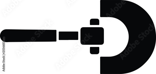 Tableau sur toile Silhouette design of a micrometer measuring tool for precision engineering vecto