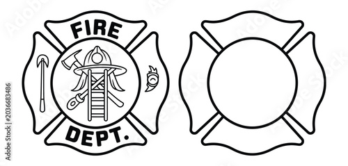 Fotografía Maltese Firefighter Cross Vector Graphic Set, Complete and Empty Badge Designs w