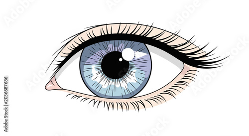 Bild auf Leinwand Detailed Blue Human Eye Closeup.