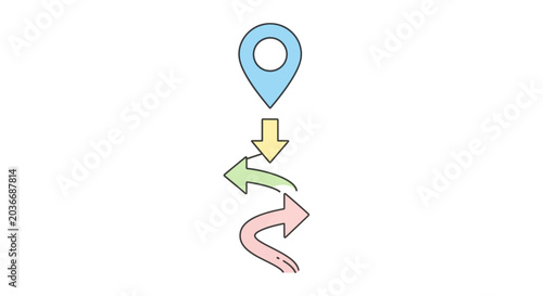 Colorful navigation direction arrows pointing.