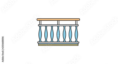 Vászonkép Colorful decorative railing with balusters.