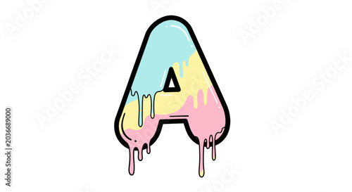Vászonkép Colorful Dripping Letter A Symbol.