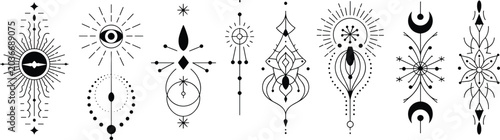 Foto Esoteric and Celestial Tattoo Style Illustrations vector