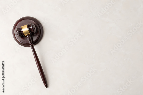 Judge Gavel on Beige Background Law and Justice Concept Minimal Flat Lay