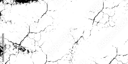 Tableau sur toile Black, white grunge dust crack, scratch concrete wall texture pattern background