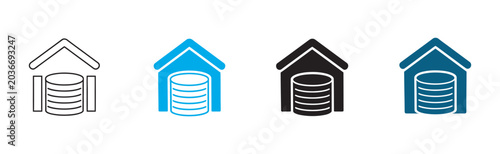 Bild auf Leinwand Data warehouse icon set vector, multiple style database storage cloud and server