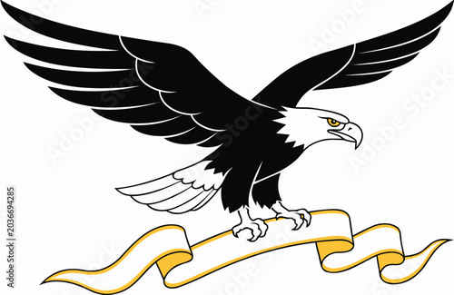 Adobe Illustrator Artwork Bald eagle holding American flag with laurel branch
