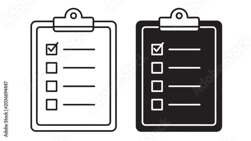 Tableau sur toile Clipboard Checklist Icon with Checkmarks and Lines, Showing Form Verification an