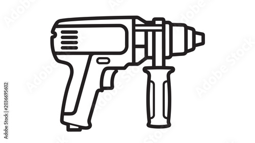 Foto Drill with Ergonomic Handle and Detailed Design Elements Featuring Power Tool, V