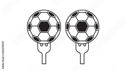 Fotografía Soccer Balls on Tines Outline Icon on White Background for Sports Equipment, Foo