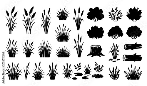 Obraz na płótnie Garden elements silhouette set vector illustration
