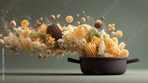 Assorted Pasta and Cheese from Cooking Pot