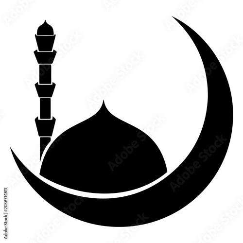 Islamic Crescent Moon Mosque Logo Vector Design