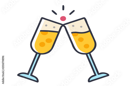 Champagne Glass Toast Celebration Icon Vector Illustration