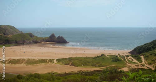 Three Cliffs Bay, Wales: Panoramic View of Iconic Coastline | T 2.4, 35mm Lens, Braw 4K Cinematic Footage