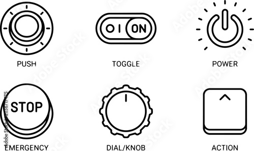 Control Panel and User Interface Button Line Icons Collection