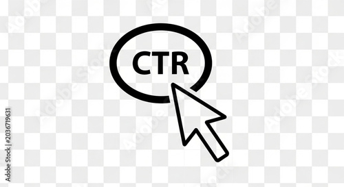A minimalist vector icon showing a cursor clicking a CTR button