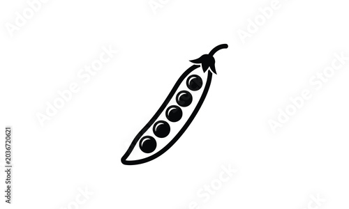 Photography Silhouette of a pea pod with four peas