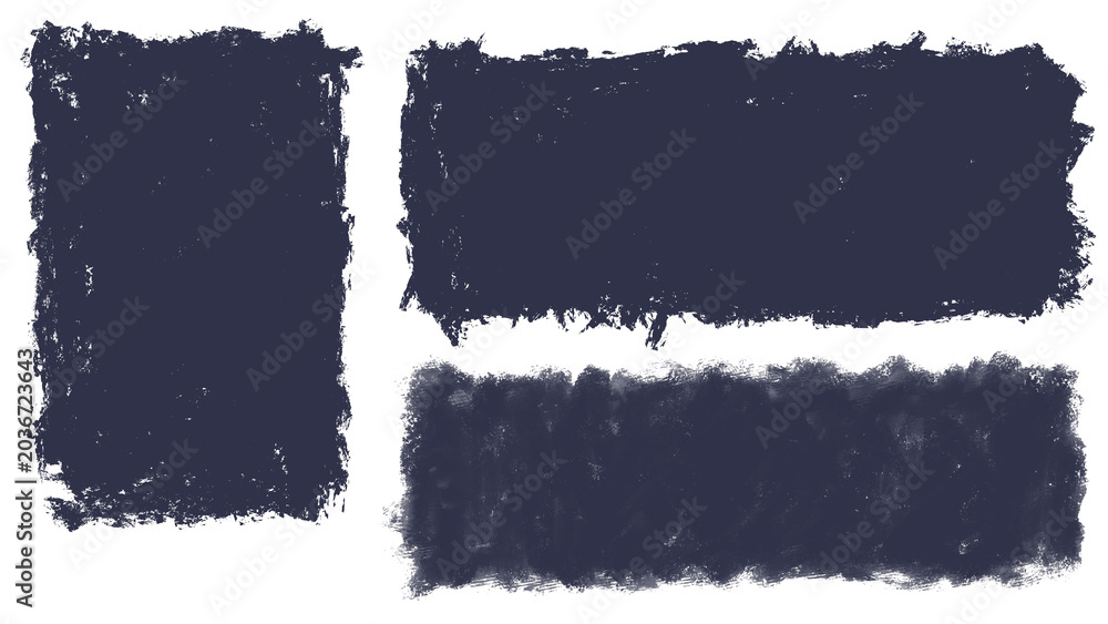 Fototapeta premium Navy Blue grunge brush stroke banners with ripped edge effect, transparent background PNG, abstract distress paint texture blocks for design overlay