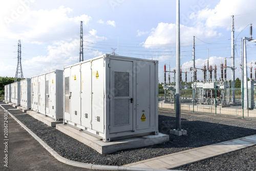 Modern battery energy storage system facility with electrical substation