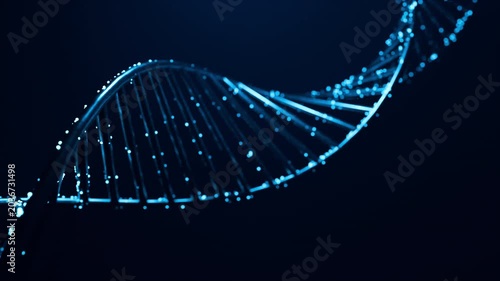 DNA composed of particles. Computer generated render