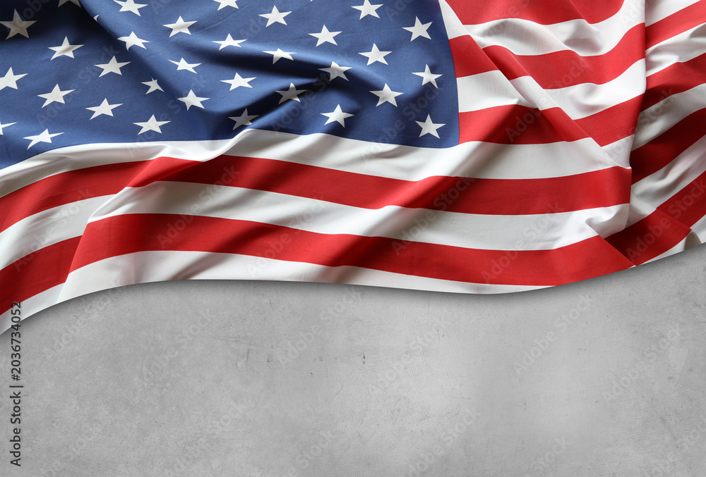Obraz premium American flag on grey wall 