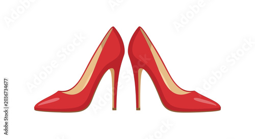 Konstfotografi Red stiletto heels vector illustration on a white background