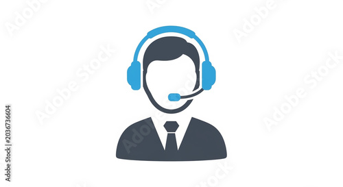 A professional customer support icon with headset illustrating communication and assistance