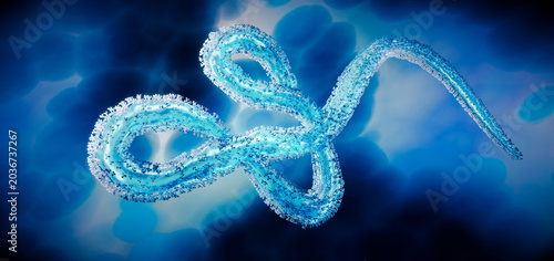 Cuadro en lienzo Medical 3d illustration of ebola virus, Microscopic 3D illustration of Ebola vir