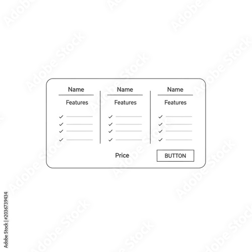 Clean website pricing table template with feature comparison columns.