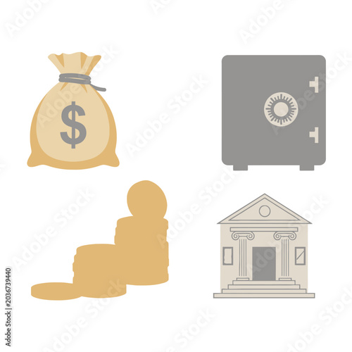 Financial and banking vector icon set in flat style.