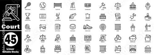 Quadro su tela Court liner icons in a stylish black color, editable and perfect for web and print projects