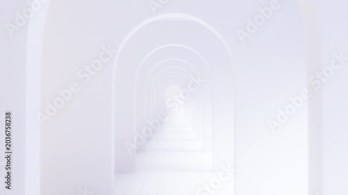 White 3d narrow hallway. Computer generated render