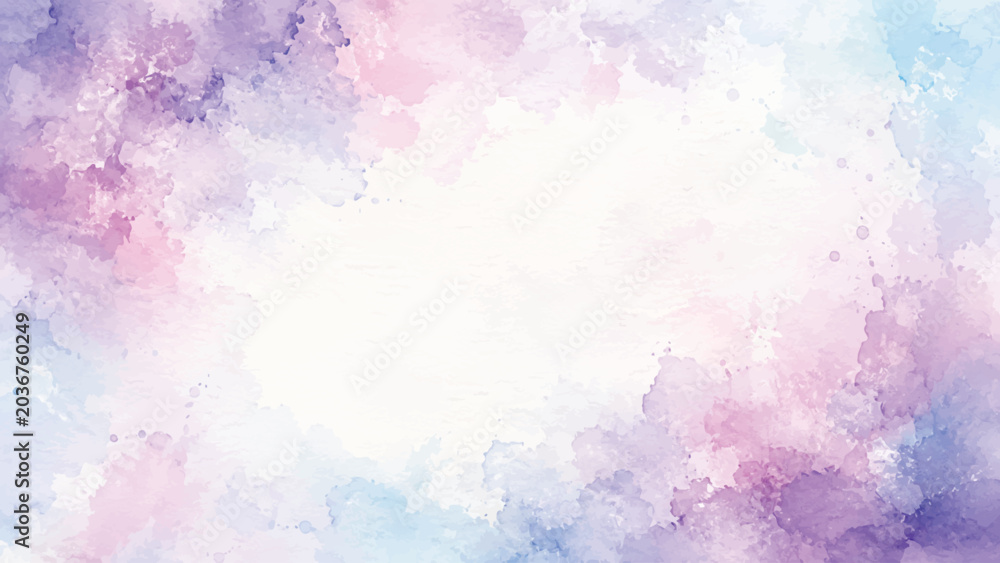 Fototapeta premium A soft abstract watercolor background featuring purple and blue shades, delicate paper texture, and subtle grunge details in a dreamy artistic style.
