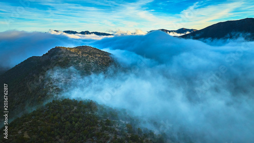 Fotografija Aerial Mt Charleston Mountain Ridge Forest and Cloud Layers Nevada