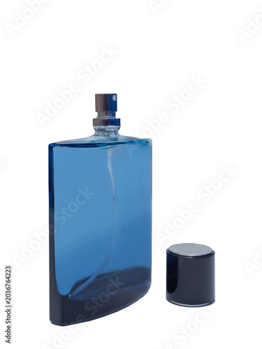 Canvastavla a blue bottle of perfume transparent background