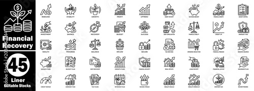 Bild auf Leinwand Financial recovery icons collection